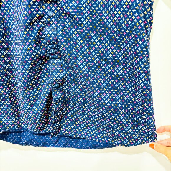 LON NYC | Navy multicolour floral short-sleeve shirt | Medium * - Picture 5 of 6